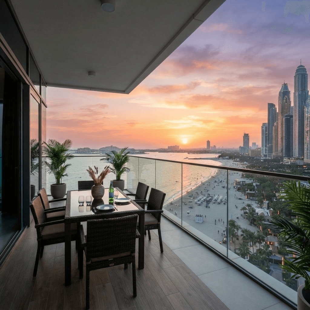 Beachfront balcony at Jumeirah Beach Residence